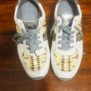 Michael Kors White and Snake Print Sneakers